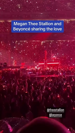 Megan Thee Stallion graces the stage alongside Beyoncé during the Rena...