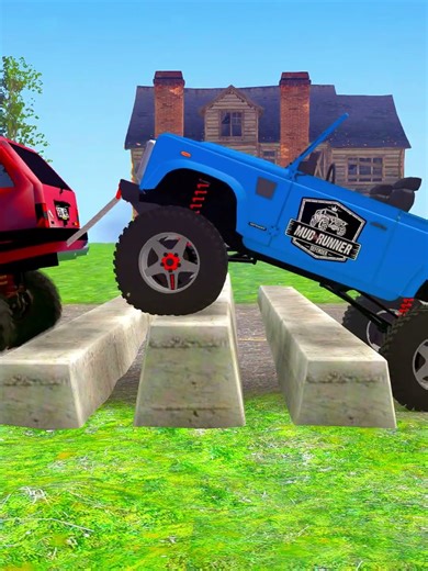 Spintires Mudrunner Truck vs Extreme Broken Road with Speed Bumps Gameplay EP345