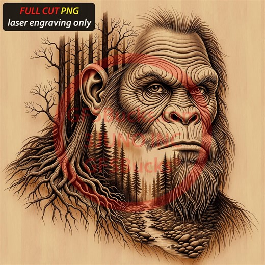 3D Illusion Bigfoot Head Art for Laser Engraving | PNG Digital File | 14.00x14.00 Inch | Gf5bucks® - Etsy