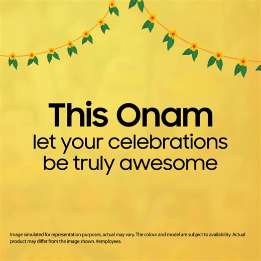 #Employees. Colourful like the pookalam. Flavourful like the sadhya. Joyful like the stories shared after. This Onam, let every awesome moment add up to a celebration that’s truly one in a million. #GalaxyA #AwesomeIsForEveryone #Onam #Samsung | Samsung
