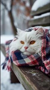 Le chat persan duveteux dans la neige