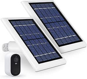 Wasserstein Solar Panel Compatible with Arlo Essential 2K Outdoor Security Camera (2nd Gen) / XL (2nd Gen) & Essential Spotlight (Camera NOT Included) - (2-Pack, White)