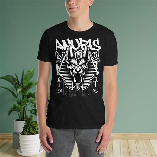 Anubis Graphic T‑shirt – Egyptian God Streetwear | Black & White Anubis Design | Unisex Tee - Etsy