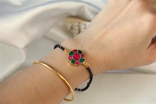 925 Sterling Silver Gold Plated Beaded Bracelet - Etsy