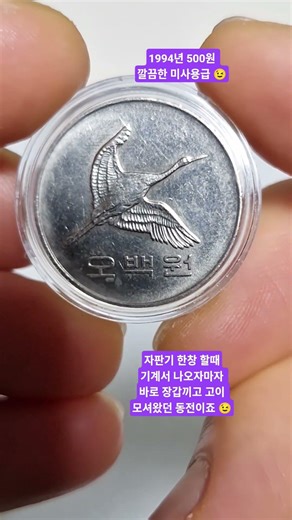 1994년 500원 미사용급 원광이 ✨️ 끝내주네요. 😉😊😘 #1994년500원 #500원동전시세 #500원동전뒤집기 #동전수집 #화폐수집 #500원년도별줄세우기