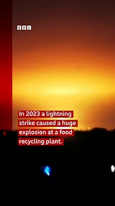 A lightning-hit plant could soon get better protection. The fire at Severn Trent Green Power's plant near Cassington, was seen for miles around after it was struck in October 2023. | BBC Oxfordshire