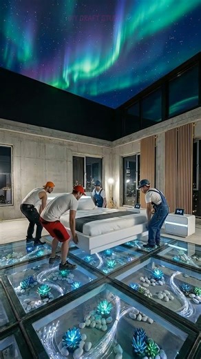 🌌 THIS BEDROOM HAS A GLASS FLOOR & AURORA SKY CEILING!