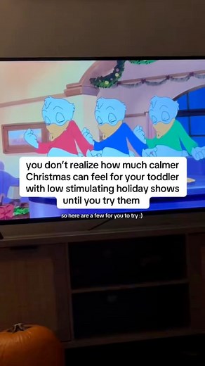 Low stimulating Christmas shows for toddlers 🎄✨ I don’t think we realize how much the holiday chaos impacts our little ones until we see how they act after slower, calmer shows. So many Christmas specials today are loud, fast, and overstimulating—especially for toddlers who are already out of their routine this time of year! Switching to low-stim Christmas shows has made SUCH a difference. The slower pacing, softer colors, gentle music… it helps them regulate, stay calmer, and actually enjoy th