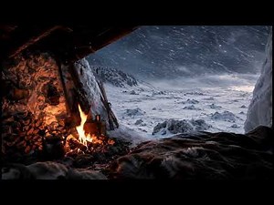 Arctic Ice Shelter Campfire ❄️ Blizzard & Crackling Fire Sounds for Deep Sleep (8 Hours)