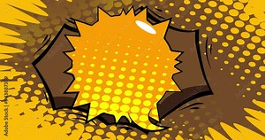 Brown and yellow cartoon background animation, dark comic book backdrop video. Retro vector comics pop art design.