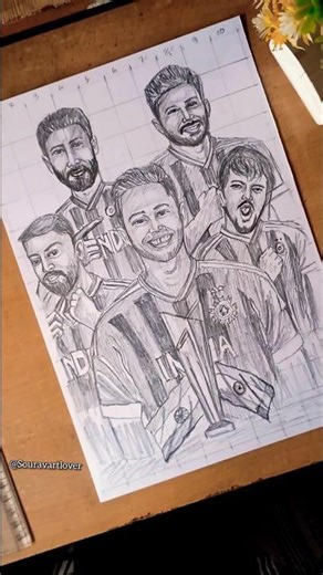 T20 Champions Team India Drawing🇮🇳Suryakumar, Sanju, Hardik Drawing🔥#shorts #art #teamindia #drawing