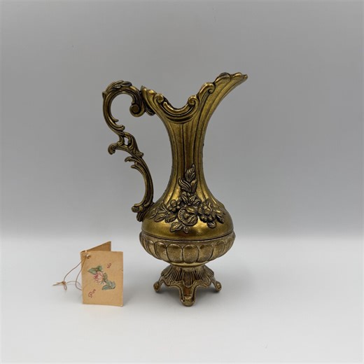 Vintage Italian Brass Ewer Rococo Floral Embossed Pitcher Vase Mid Century - Etsy