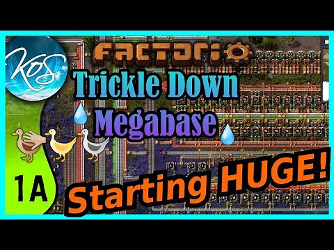 Factorio Trickle Down Megabase 1A - MEGA START FOR A MEGABASE!, Tutorial, Walkthrough, Let's Play