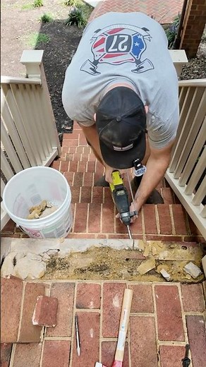 Needed to fix my brick steps that fell apart! Thankfully some mortar, water and hands can fix it!