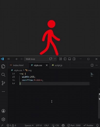 How to create Walk Loop by using HTML,CSS and JAVASCRIPT in VS code.