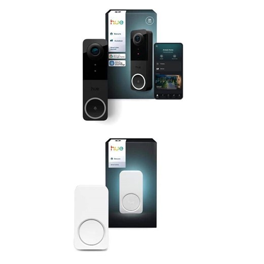 Philips Hue Secure Smart Wi-Fi Wired HD Video Doorbell Camera with 2-Way Talk and Wireless Plug-In Doorbell Chime Combo (1-Pack) - The Home Depot