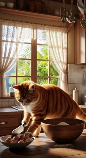 Ep661 | Orange cat cooks honey cake Discover the cutest honey cake recipe