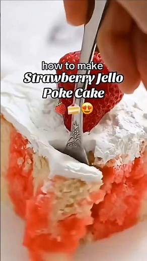 Strawberry Jello Poke Cake #cake #baking #allthingsmamma