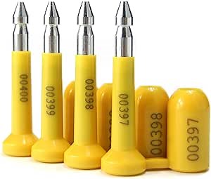 Security Bolt Seals,High-Security Shipping Tags Numbered Nut Bolt for Cargo Containers,Trucks, Railways,Wagons,and Trailers (100 PCS, Yellow)