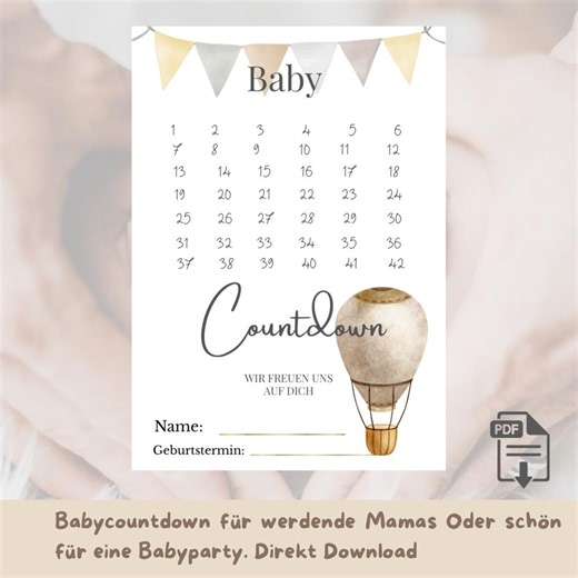 Baby Countdown Poster Pregnancy 1-42 Weeks Checklist – Neutral Baby Milestone Calendar, Digital Download Printable | Checklist - Etsy