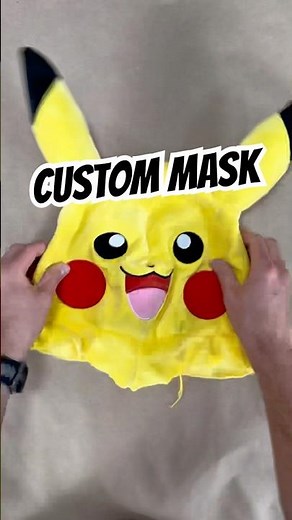 Turning Pikachu into a creepy Fuggler mask 🎃#diy #cosplay #mask #art #horror #pokemon