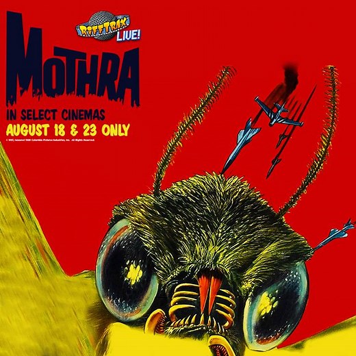 THIS THURSDAY: The guys from MST3K are taking on the biggest grandma’s-sweater-destroying monster since the invention of the washing machine: MOTHRA! There will be THRILLS, CHILLS, and more larvae than you know what to do with unless you happen to be a 100 foot tall entomologist. The show is being broadcast LIVE to theaters nationwide, so get your tickets to a theater near you, today! http://rifftrax.com/mothrafb?utm_source=Facebook&utm_medium=Link&utm_campaign=RiffTrax_Live_Mothra | RiffTrax