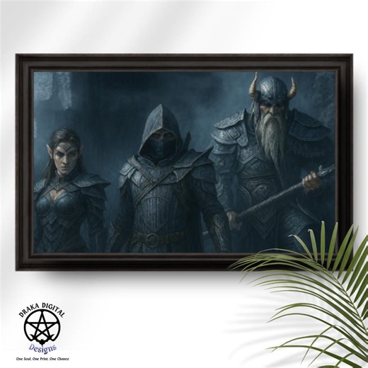 The Vigil of the Obsidian Covenant – Dark Fantasy Warrior Trio RPG Elder Scrolls Inspired Printable Art - Etsy Canada