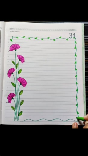 Art and craft on Instagram: "2 Simple flower border design for project . . . . . . . #frontpage #borderdesigns #homework #howto #school #project #flowers #aesthetic #diarydecoration #assignment #holiday #pink #blue"