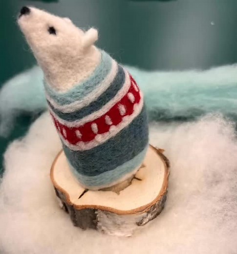 Everyone has a fun time in this felting class to make a polar bear with a sweater. They all came out great! We have kits to make your own felting adventure and giving a workshop gift card is a great holiday gift! #ceceswool | CeCe's Wool Yarns and More