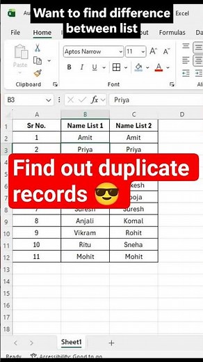how to find duplicate records from data in Excel #excel #exceltips #excelforbeginners #exceltricks