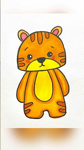 How to draw a tiger | easy animals drawings for kids #simple #stepbystep #artforkids #cute #kidsart