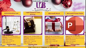 The University of Belize offers Professional Development Courses in Administrative Law and Legal Research and Writing. Click the link to register: https://bit.ly/3HlcvCJ | University of Belize