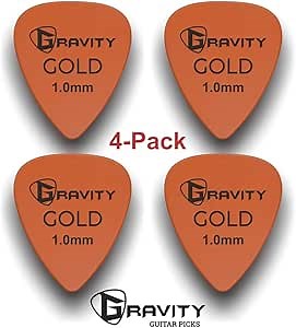 Gravity Gold Series Guitar Picks - Ideal For Beginners & Professionals - Pack of 4