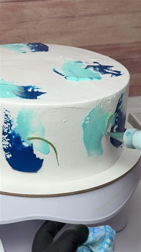 Blue Brushstroke Cake Decorating Tutorial 🎂
