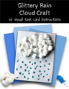 Glittery Rain Cloud Craft w/ Visual Task Card Instructions