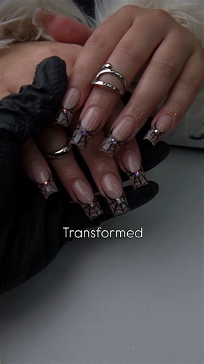 Ken on Instagram: "Spider web French tip 😱 #nailtrend"