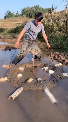 Make a Fishing trap.I will show you my gain tomorrow #fishingtrap #fishing #fyp #foryou