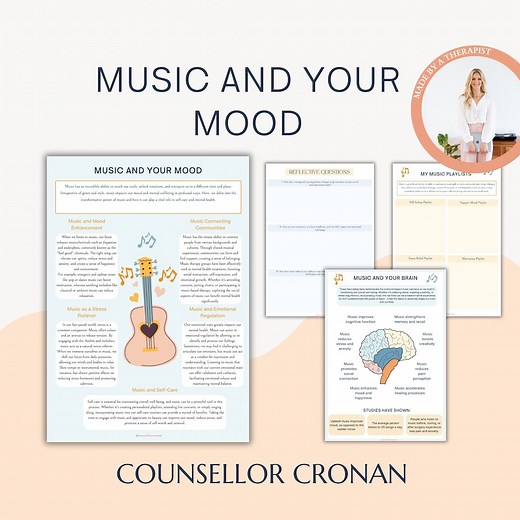 Music and Your Mood Therapy and Self-care Worksheets. Self-help Workbook. Emotional Regulation. Self-regulation. School Counseling. Teen - Etsy