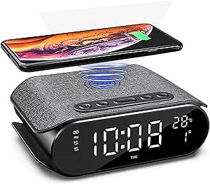 CLEVER BRIGHT Alarm Clocks Radio: Digital Clock for Bedrooms - Fast Wireless Charger Station with USB Port
