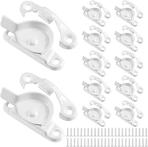 Hicarer Zinc Window Sash Lock Casement Window Lock 1-15/16 and 1-7/8 in. Hole Centers, Window Locks Security Replacement for Single/Double Hung Wood Windows(White,12)