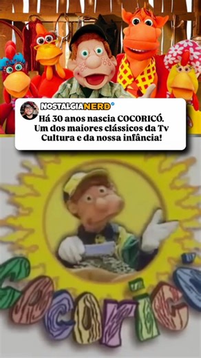 𝐌𝐚𝐱 𝐂𝐮𝐧𝐡𝐚 | 𝐍𝐨𝐬𝐭𝐚𝐥𝐠𝐢𝐚 𝐍𝐞𝐫𝐝® on Instagram: "Há 30 anos começava uma das jornadas mais inesquecíveis da nossa infância! Em 1º de abril de 1996, o clássico brasileiro Cocoricó estreou na TV Cultura, apresentando o Júlio e seus amigos da fazenda que nos ensinaram sobre amizade, curiosidade e alegria. 🎤 Com trilha sonora de Hélio Ziskind, músicas que grudavam na cabeça e personagens que viraram parte da nossa memória afetiva, Cocoricó marcou gerações inteiras. De Lilica a Alípio