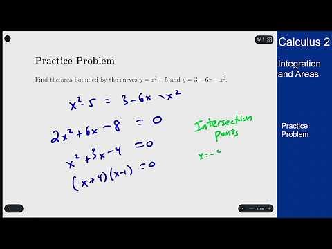 Calculus 2 - Area Between Two Curves - Practice Problem