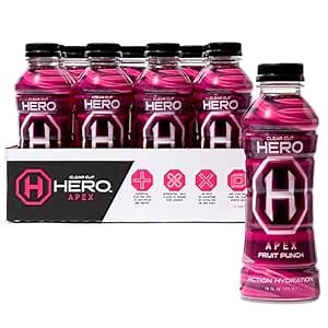 Clear Cut Hero (HeroAid) Sports Drink, Apex Fruit Punch | Official Finisher Beverage of Spartan | 670mg of Essential Electrolytes, Natural Flavors & Ingredients, Low-Calorie | 16 Fl Oz (Pack of 12)
