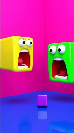 Cube Monster Showdown! 🤯 Neon Block Battle | Satisfying 3D Animation Loop#3danimation
