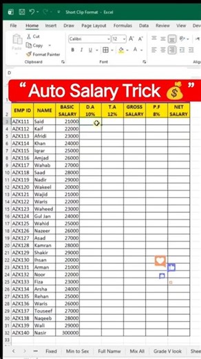 Create Salary 💯 Sheet in Excel in 30 Seconds 😱 | Auto Salary Calculation Trick 💰🔥