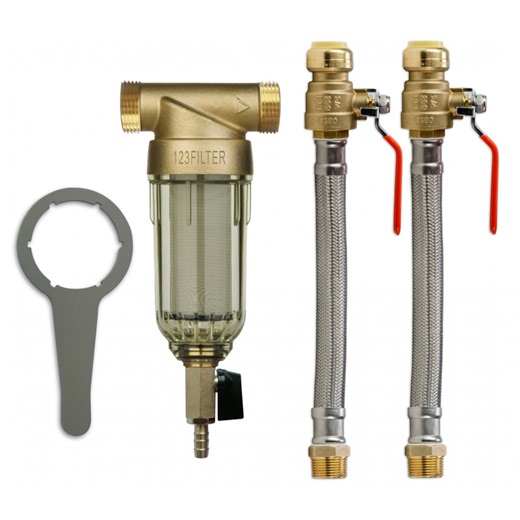 iSpring WSP50 AHPF12MNPT12X2 Reusable Spin Down Sediment Water Filter with Push Fit Ball Valve