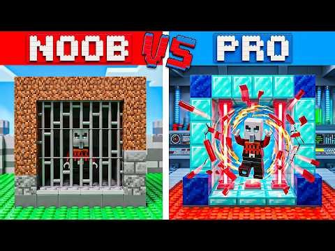 Noob Vs Pro Safest Security Prison Build Challenge Minecraft - Lego Minecraft Animation