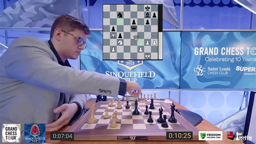 Samuel Sevian is slowly and steadily turning into a world class GM. He was up against the World Champion Dommaraju Gukesh in the 3rd round of the Sinquefield Cup 2025. Gukesh, fresh from his win over Nodirbek Abdusattorov, was eyeing for yet another success. Check out the battle along with commentary by IM Sagar Shah. Video: ChessBase India Edited by Ravindra Potawad #Chess #ChessBaseIndia #Gukesh #grandchesstour | ChessBase India