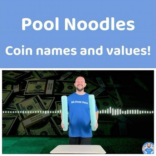 Avoid the summer slide and practice coin names and their values with this pool noodles brain break