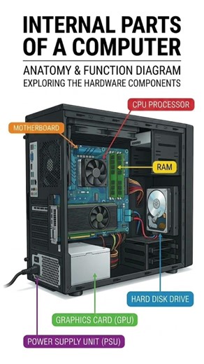 Internal Parts of Computer #computer #education #graphicdesign